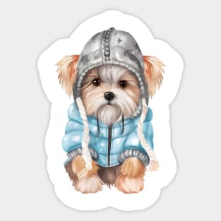 Watercolor Cozy Yorkshire Terrier Dog Sticker